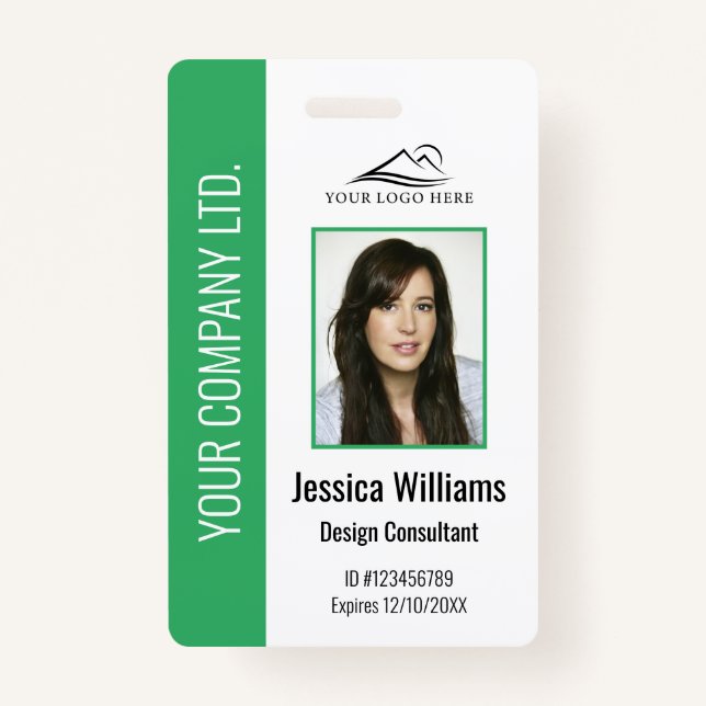 Personalized Corporate Employee Green ID Badge (Front)