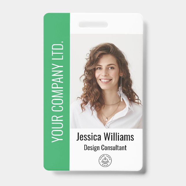 Personalized Corporate Employee Green ID Badge (Front)