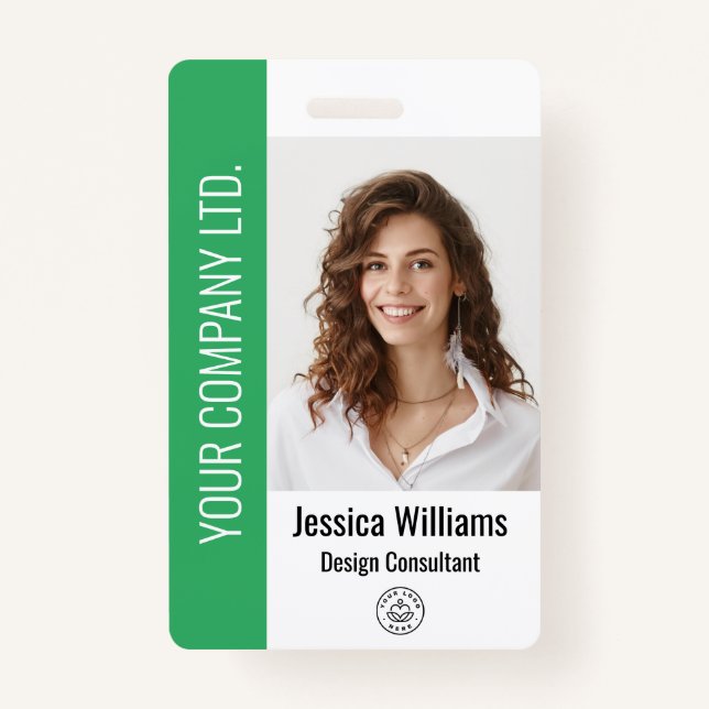 Personalized Corporate Employee Green ID Badge (Front)