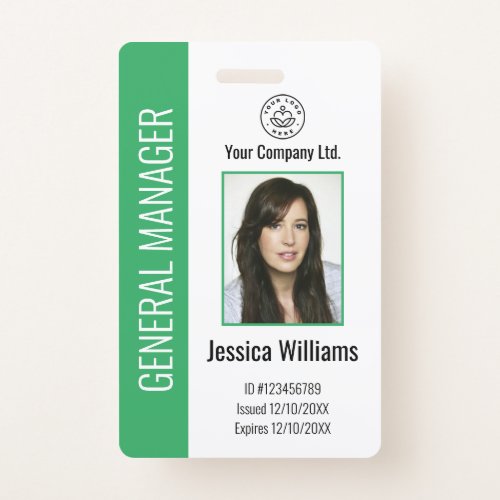 Personalized Corporate Employee Green ID  Badge