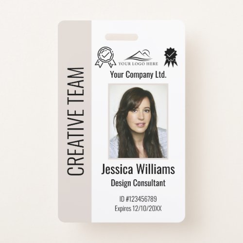 Personalized Corporate Employee ID Badge Beige