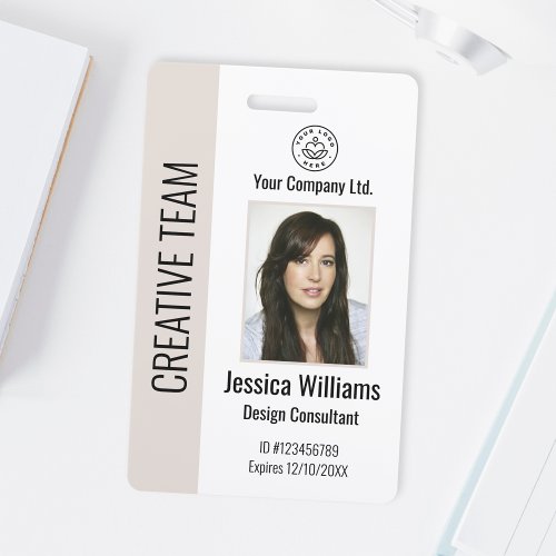 Personalized Corporate Employee ID Badge Beige