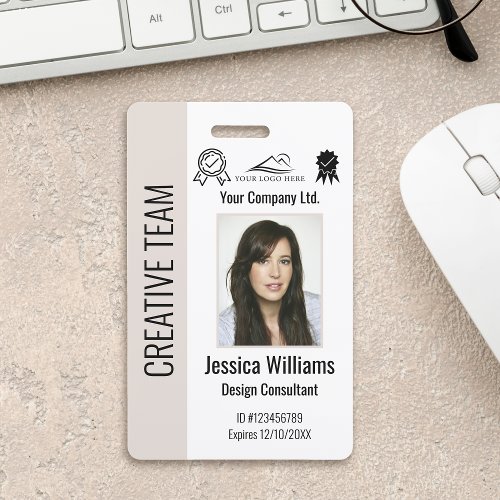 Personalized Corporate Employee ID Badge Beige