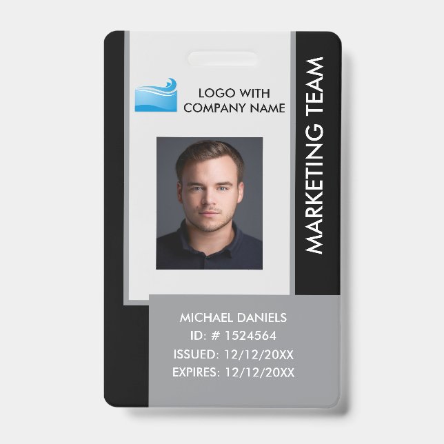 Personalized Corporate Employee ID Badge black (Front)