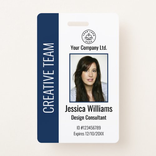 Personalized Corporate Employee ID Badge Blue Personalized Corporate Employee ID Badge Blue