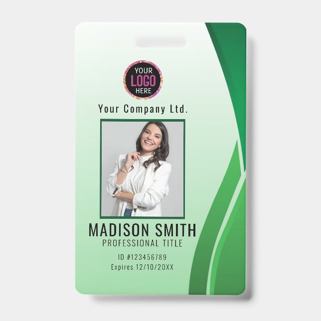Personalized Corporate Employee ID Badge Blue (Front)