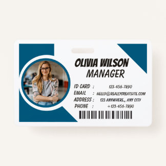 Personalized Corporate Employee ID Badge Blue