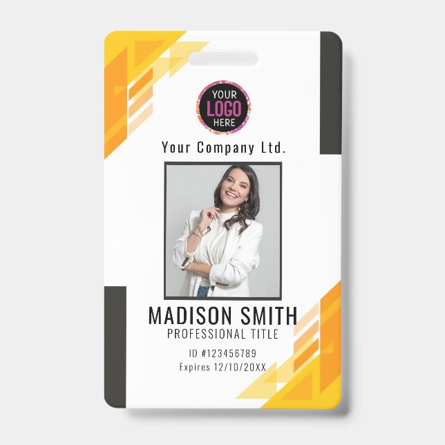 Personalized Corporate Employee ID Badge Blue (Front)