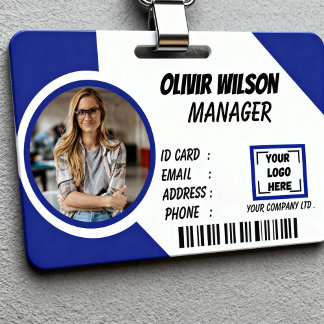 Personalized Corporate Employee ID Badge Blue