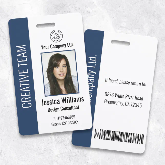 Personalized Corporate Employee ID Badge Blue | Zazzle