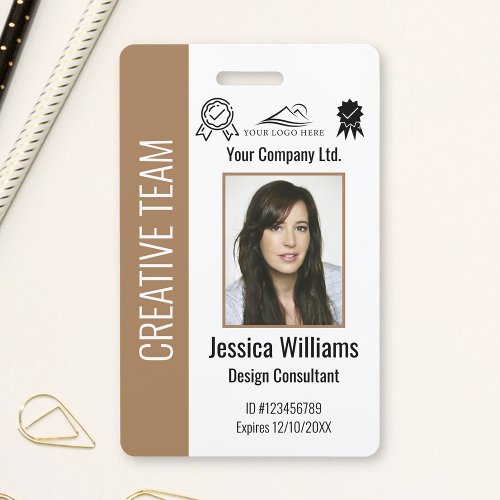 Personalized Corporate Employee ID Badge Brown