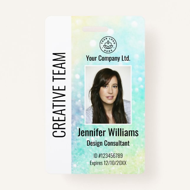 Personalized Corporate Employee ID Badge Glitter (Front)