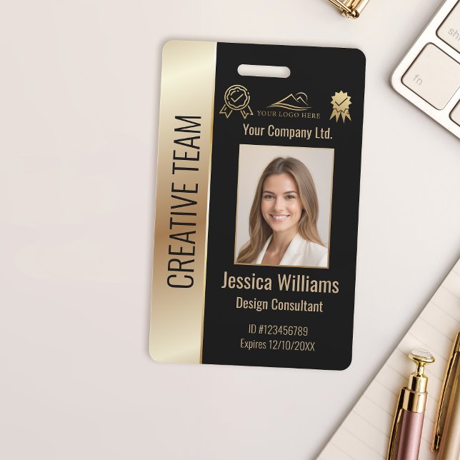 Personalized Corporate Employee ID Badge Gold (Creator Uploaded)