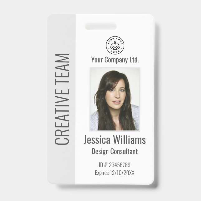 Personalized Corporate Employee ID Badge Gray (Front)