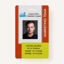 Personalized Corporate Employee ID Badge Orange