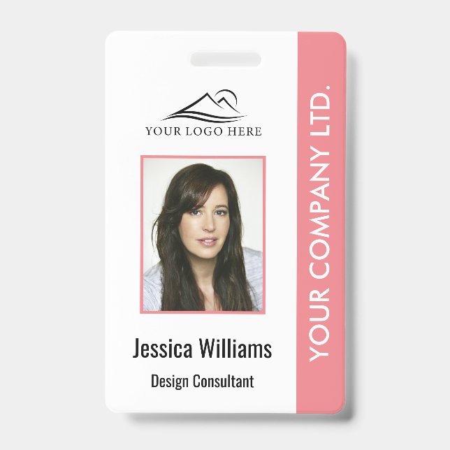 Personalized Corporate Employee ID Badge Pink (Front)