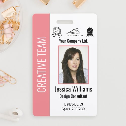 Personalized Corporate Employee ID Badge Pink