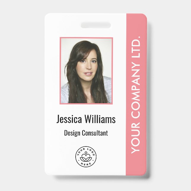 Personalized Corporate Employee ID Badge Pink (Front)