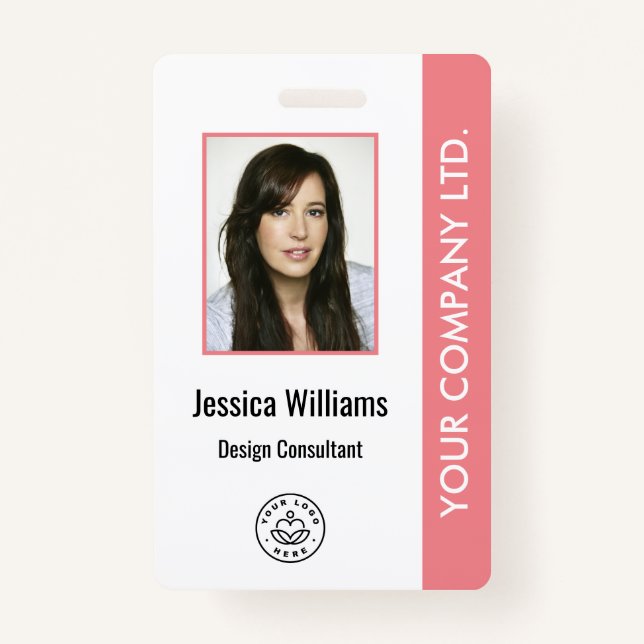 Personalized Corporate Employee ID Badge Pink (Front)