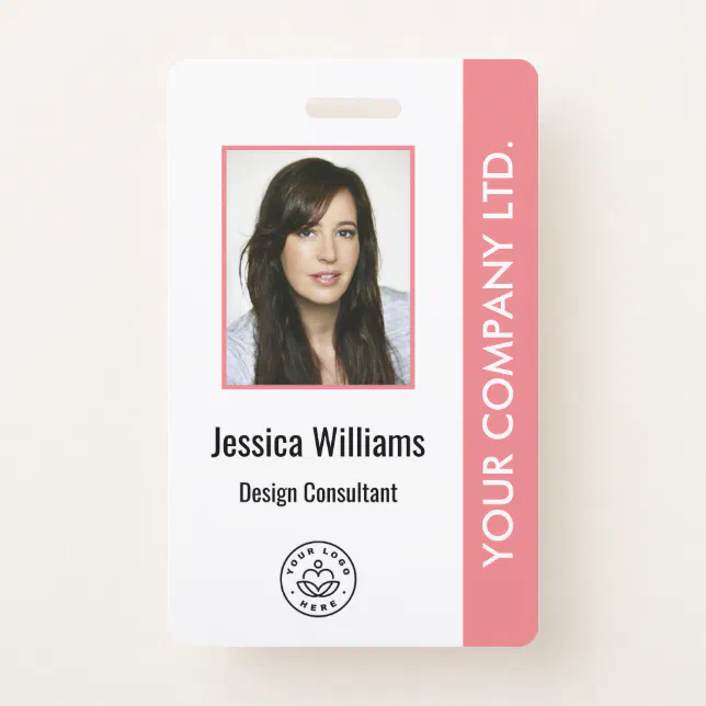 Personalized Corporate Employee ID Badge Pink | Zazzle