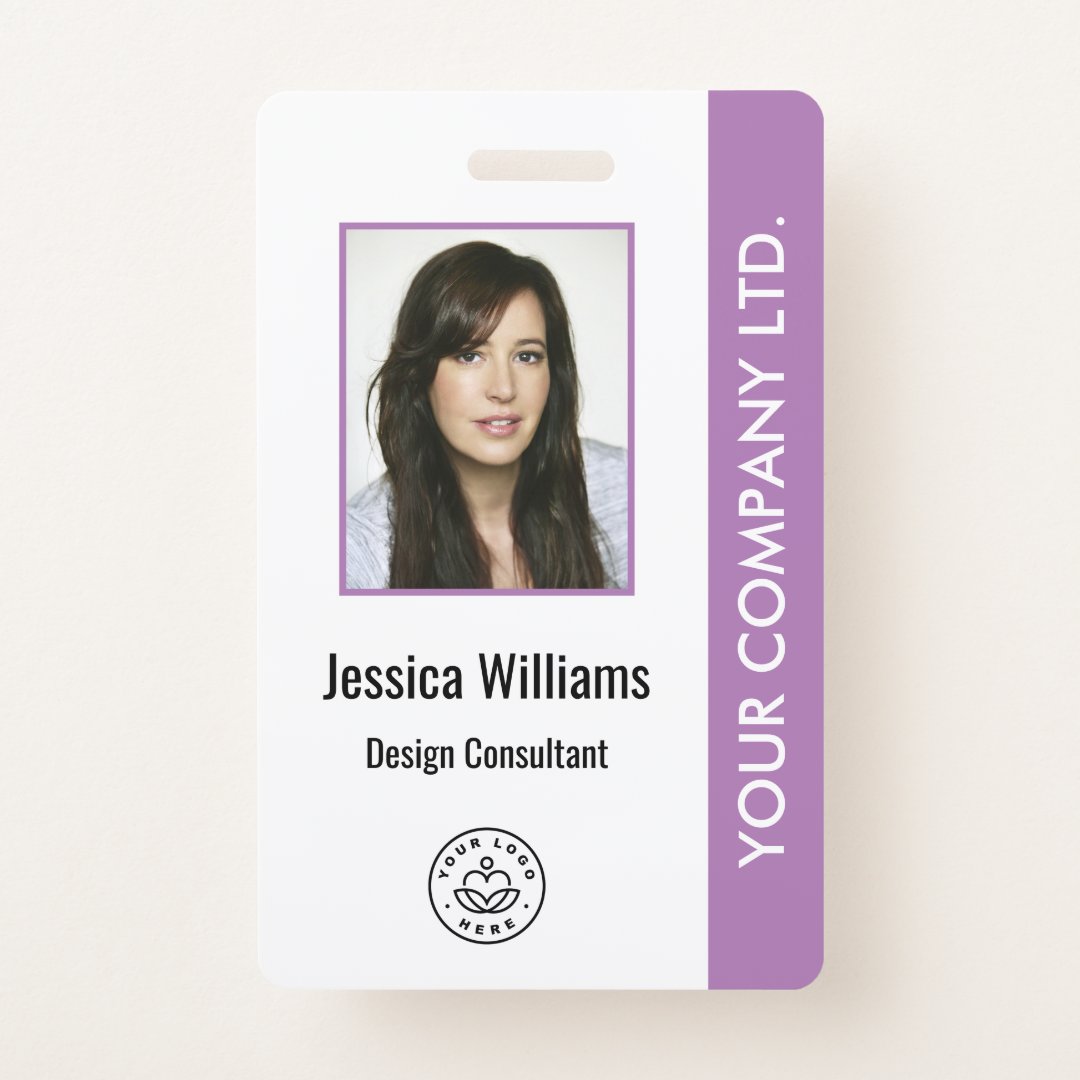 Personalized Corporate Employee ID Badge Purple | Zazzle