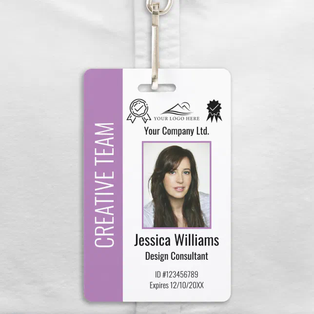 Personalized Corporate Employee ID Badge Purple | Zazzle