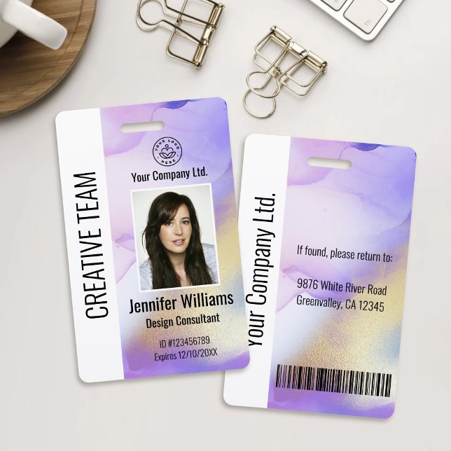 Personalized Corporate Employee ID Badge Purple (Creator Uploaded)