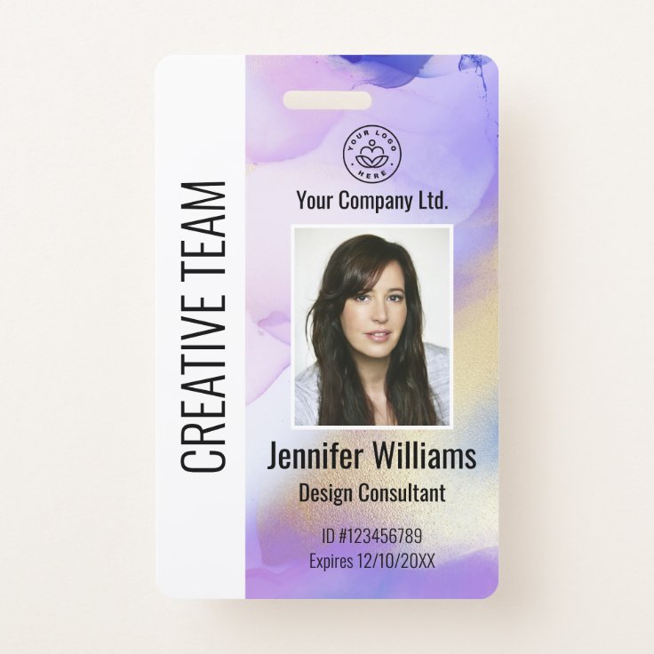 Personalized Corporate Employee ID Badge Purple | Zazzle