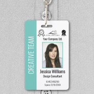 Personalized Corporate Employee Id Badge Teal at Zazzle