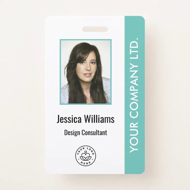 Personalized Corporate Employee ID Badge Teal | Zazzle