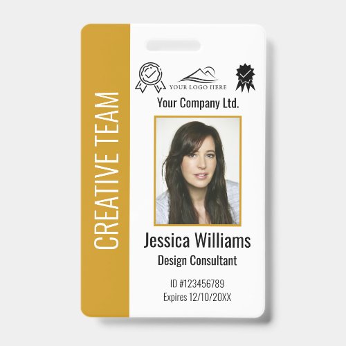 Personalized Corporate Employee ID Mustard Yellow Badge