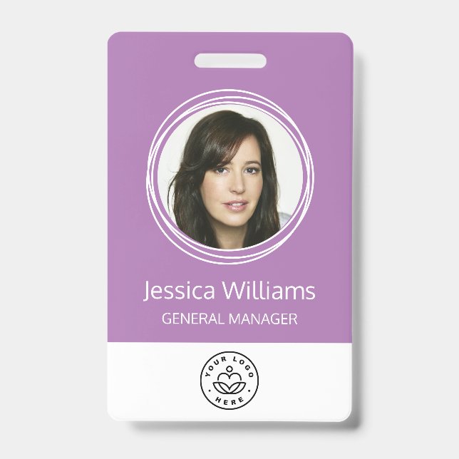 Personalized Corporate Employee ID Purple Badge (Front)