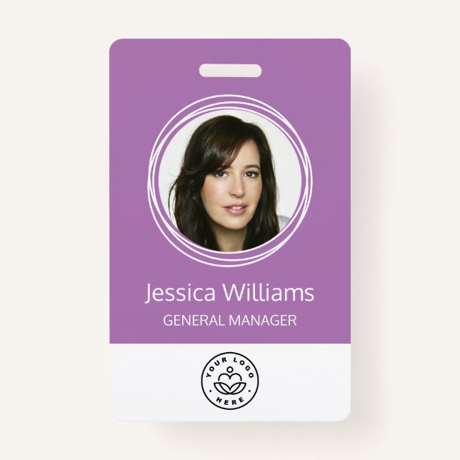 Personalized Corporate Employee ID Purple Badge (Front)