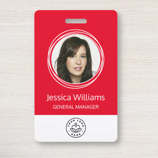 Personalized Corporate Employee ID Red Badge Zazzle
