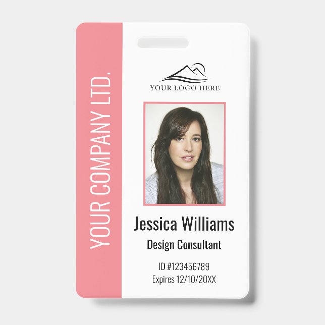 Personalized Corporate Employee Pink ID Badge (Front)