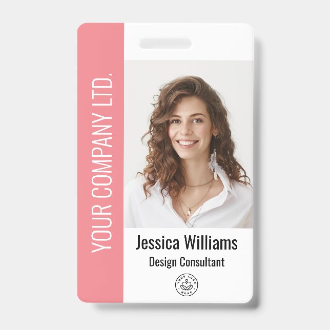 Personalized Corporate Employee Pink ID Badge (Front)