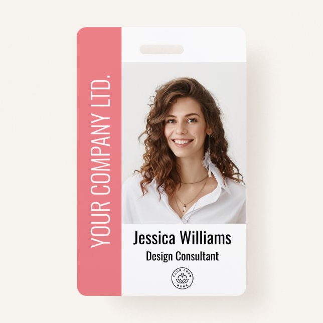 Personalized Corporate Employee Pink ID Badge (Front)