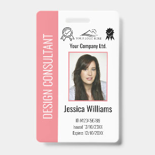 Personalized Corporate Employee Pink ID  Badge