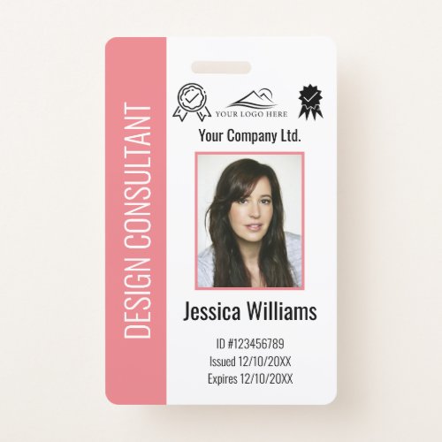 Personalized Corporate Employee Pink ID  Badge