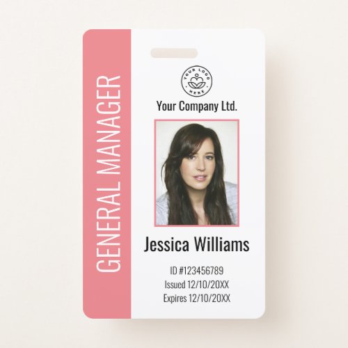Personalized Corporate Employee Pink ID Badge