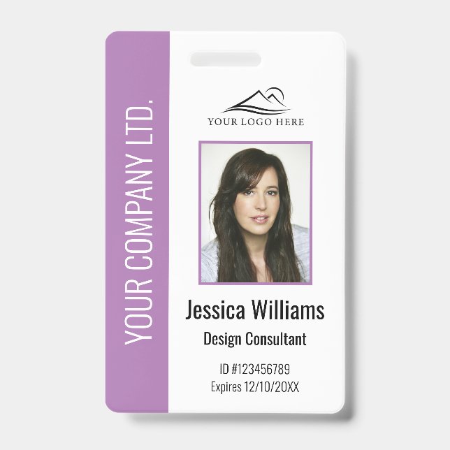 Personalized Corporate Employee Purple ID Badge (Front)