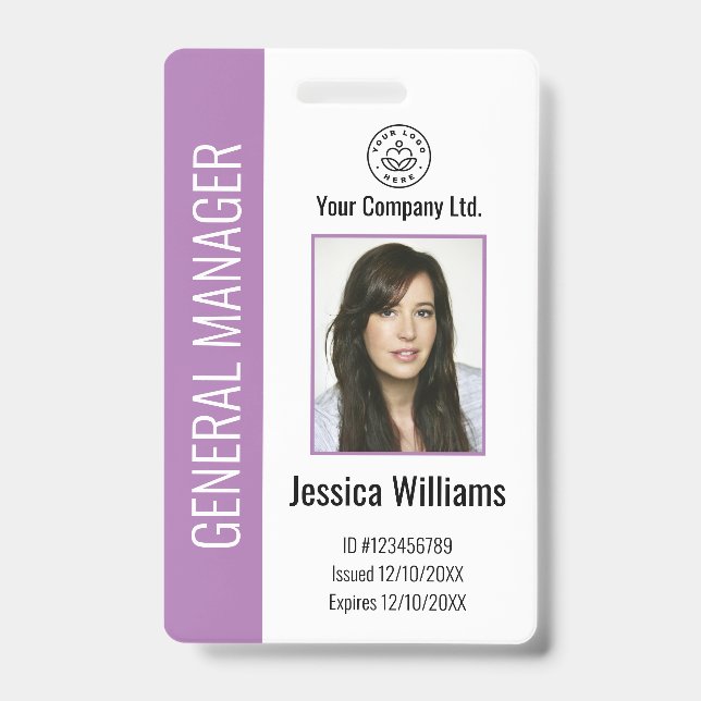 Personalized Corporate Employee Purple ID Badge (Front)