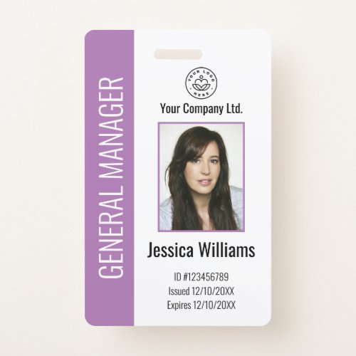 Personalized Corporate Employee Purple ID Badge