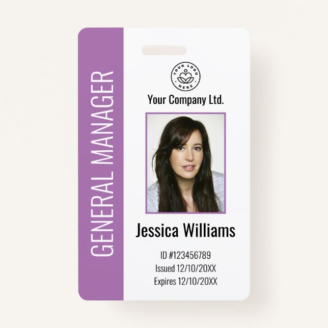 Personalized Corporate Employee Purple ID Badge (Front)