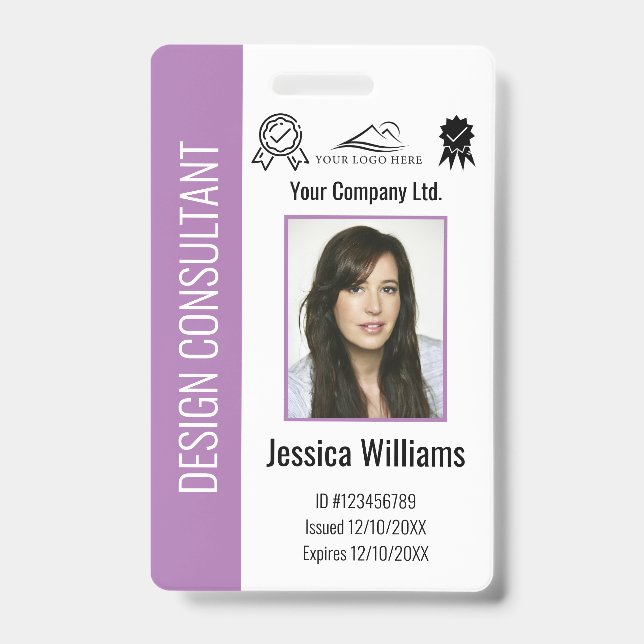 Personalized Corporate Employee Purple ID  Badge (Front)