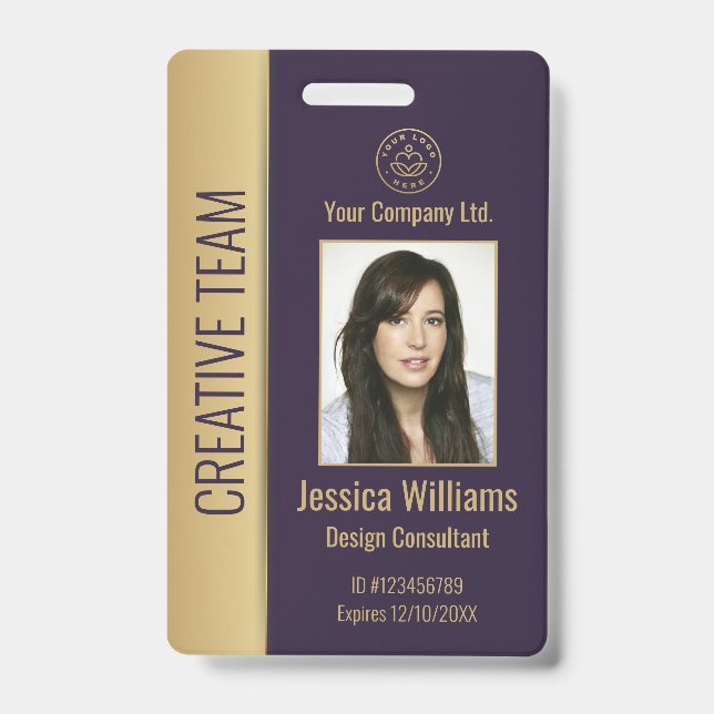 Personalized Corporate Employee Purple ID Badge (Front)