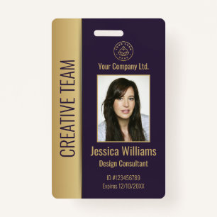 Personalized Corporate Employee Purple ID Badge