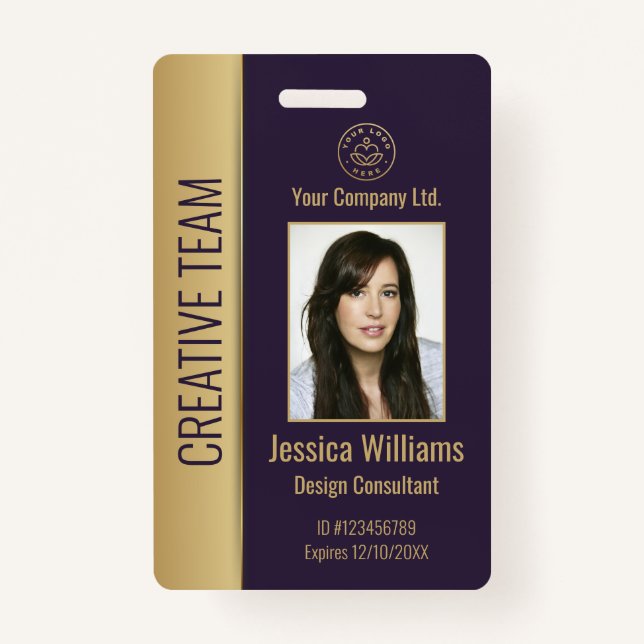 Personalized Corporate Employee Purple ID Badge (Front)