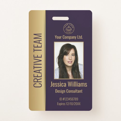 Personalized Corporate Employee Purple ID Badge