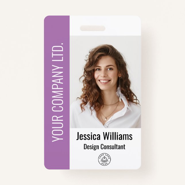 Personalized Corporate Employee Purple ID Badge (Front)